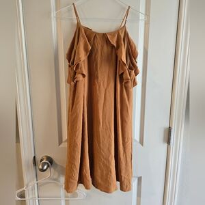 Love Riche Tan Dress with Ruffles